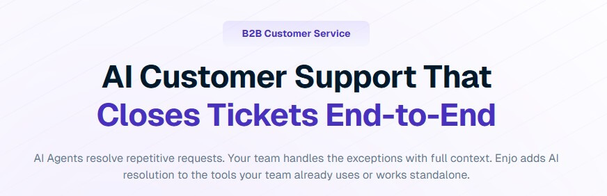 Enjo AI customer support automation platform