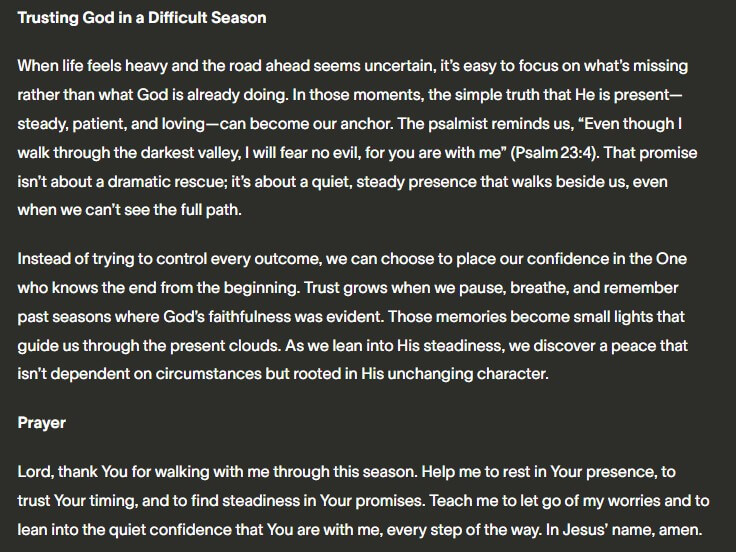 PrayGen devotional reflection on trusting God