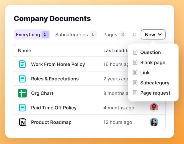 Tettra internal knowledge base
