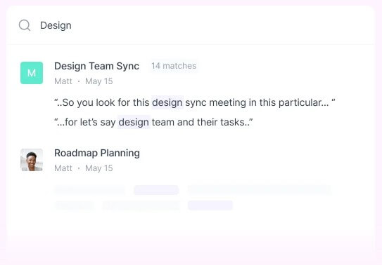 Fireflies.ai meeting search