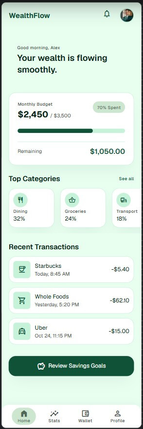 Stitch with Google mobile app dashboard result two
