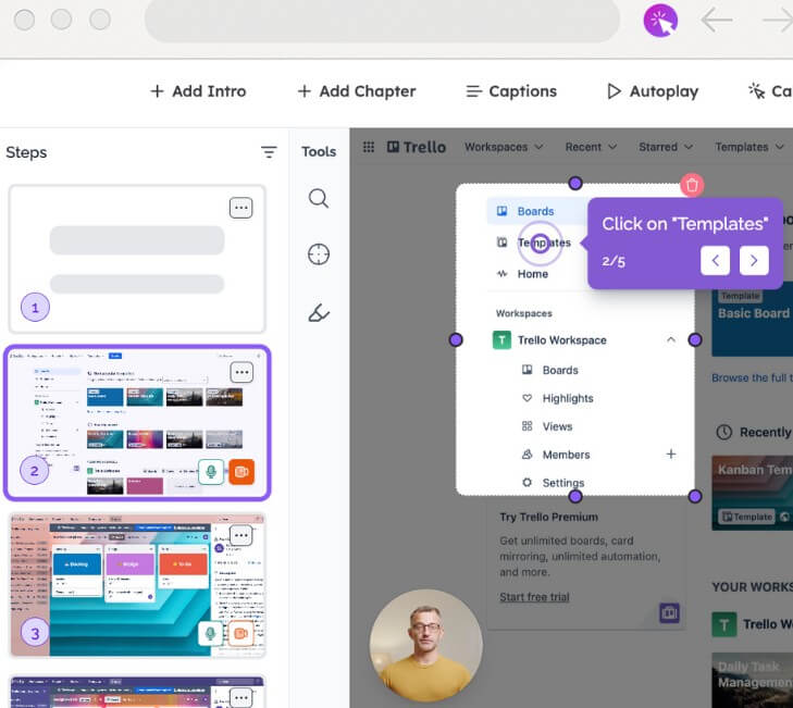 Guidejar add steps and chapters
