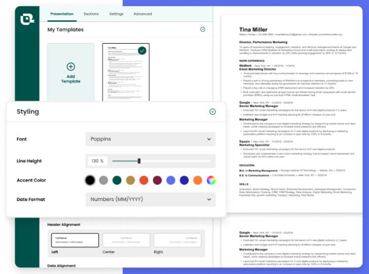 Teal design resume