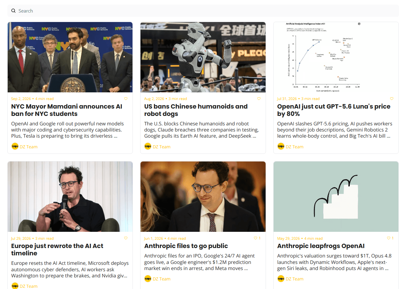 Daily Zaps newsletter interface