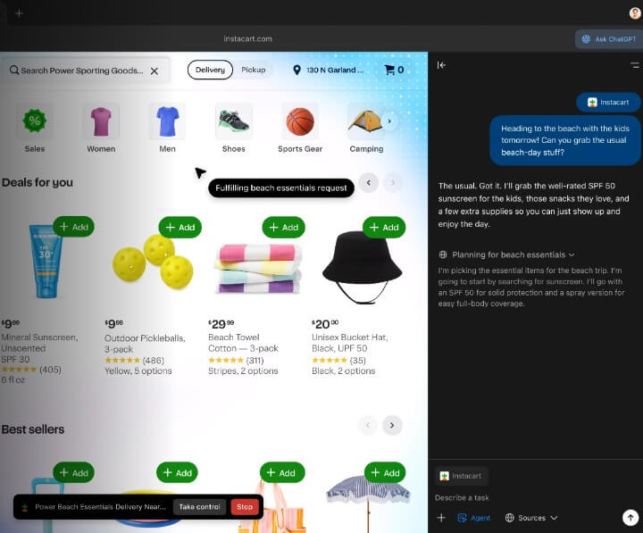 ChatGPT Atlas agent mode take action