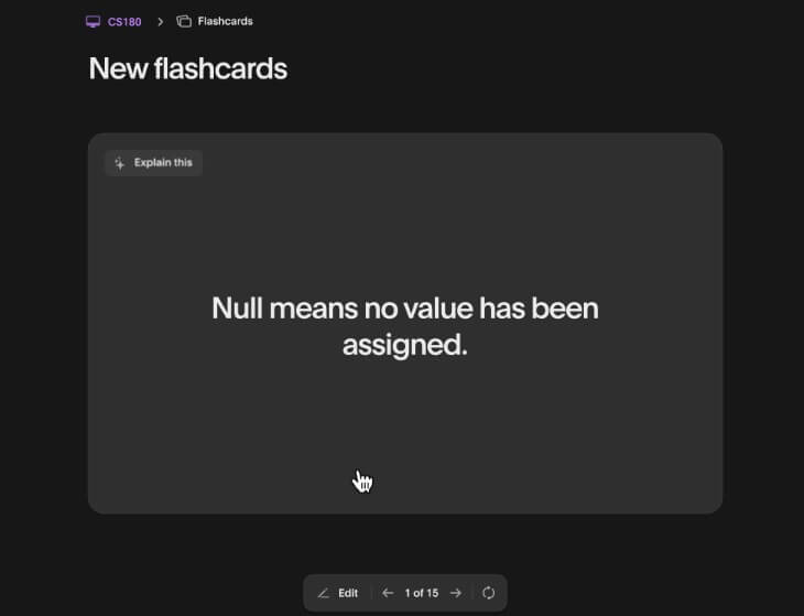 Atlas flashcard for null value definition