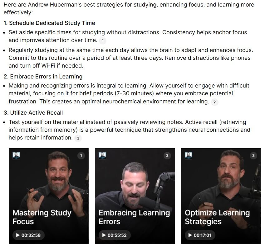 Huberman AI studying and focus summary