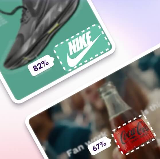 Neurons AI brand attention measurement on Nike and Coca-Cola logo areas