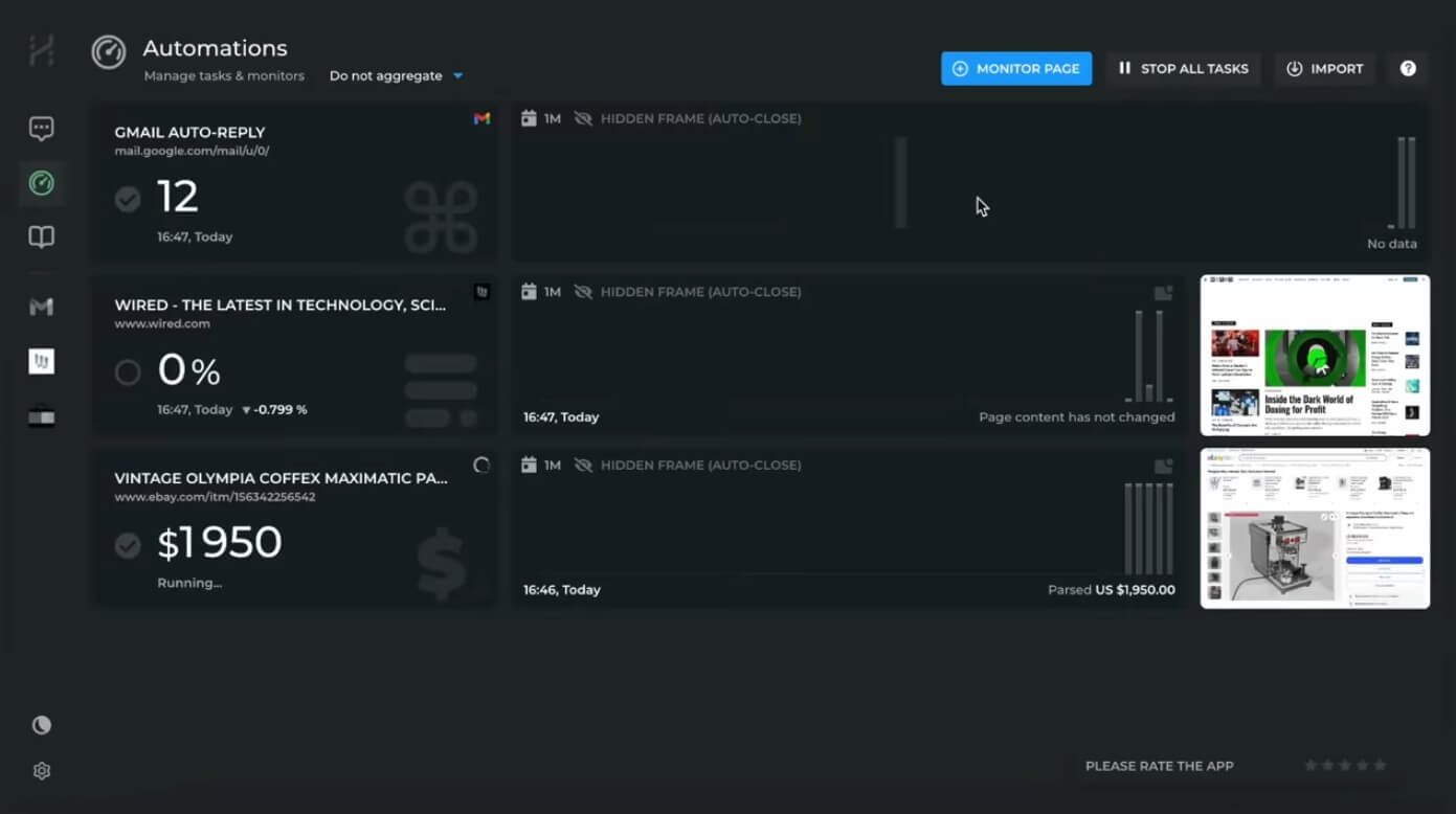 HARPA Monitor Website Data
