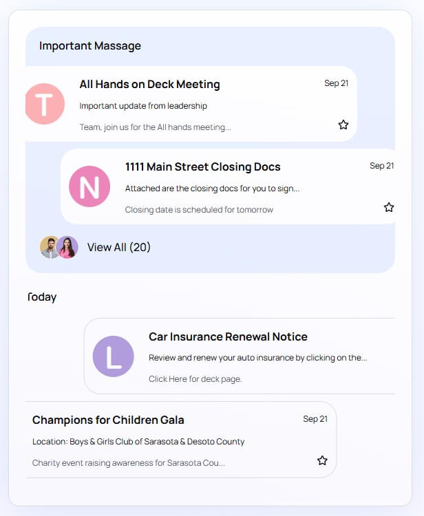 Pullsy inbox organization