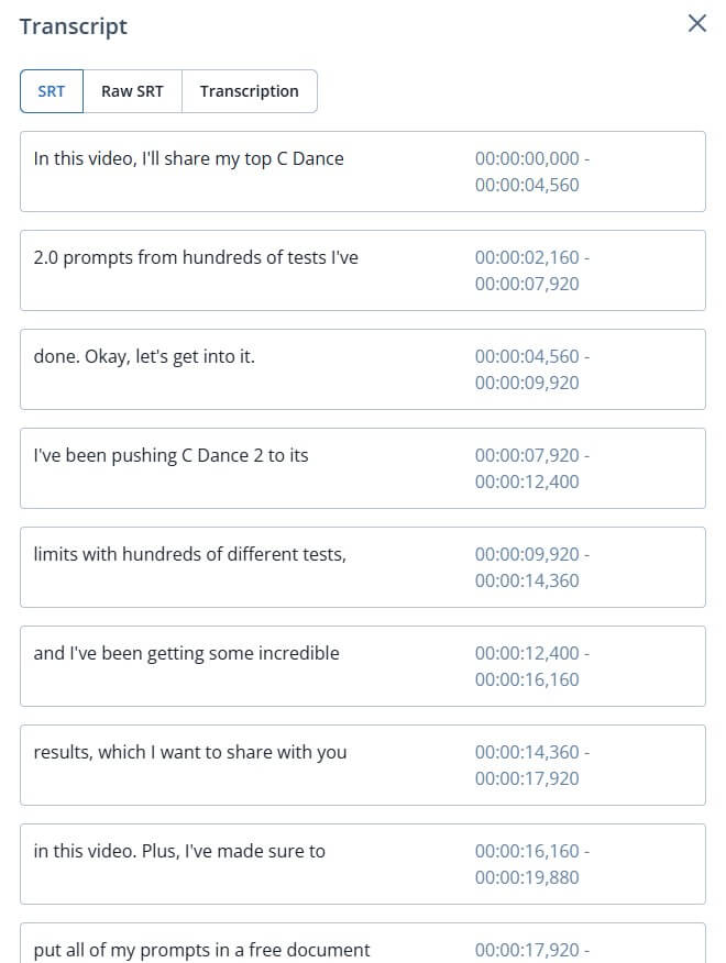 VideoToPage SRT export