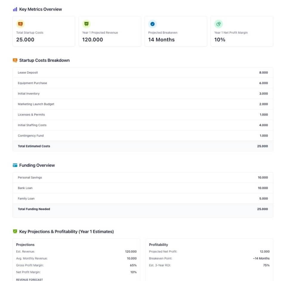 BizPlanner.ai Financial Projections