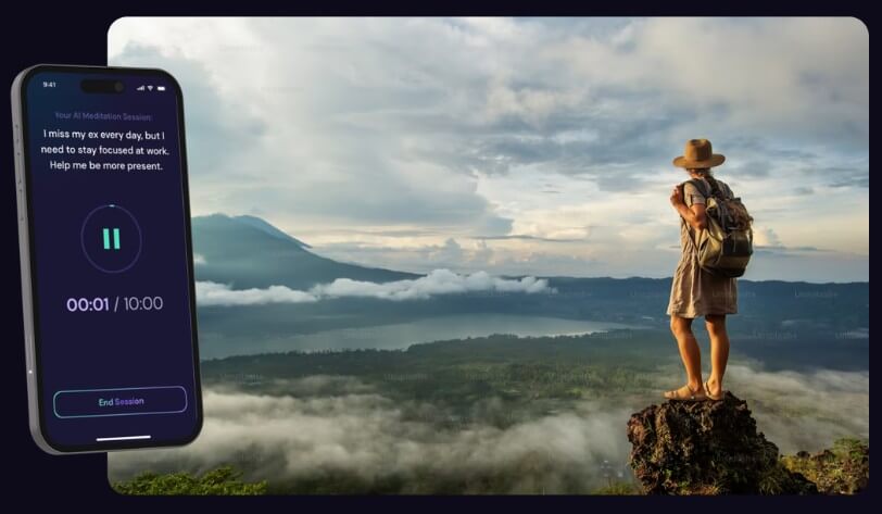 Vital goal-focused meditation session player with 10 minute timer