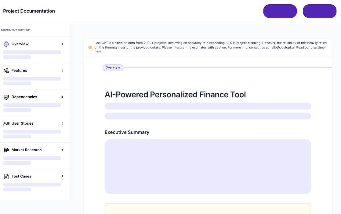 CostGPT AI detailed proposal