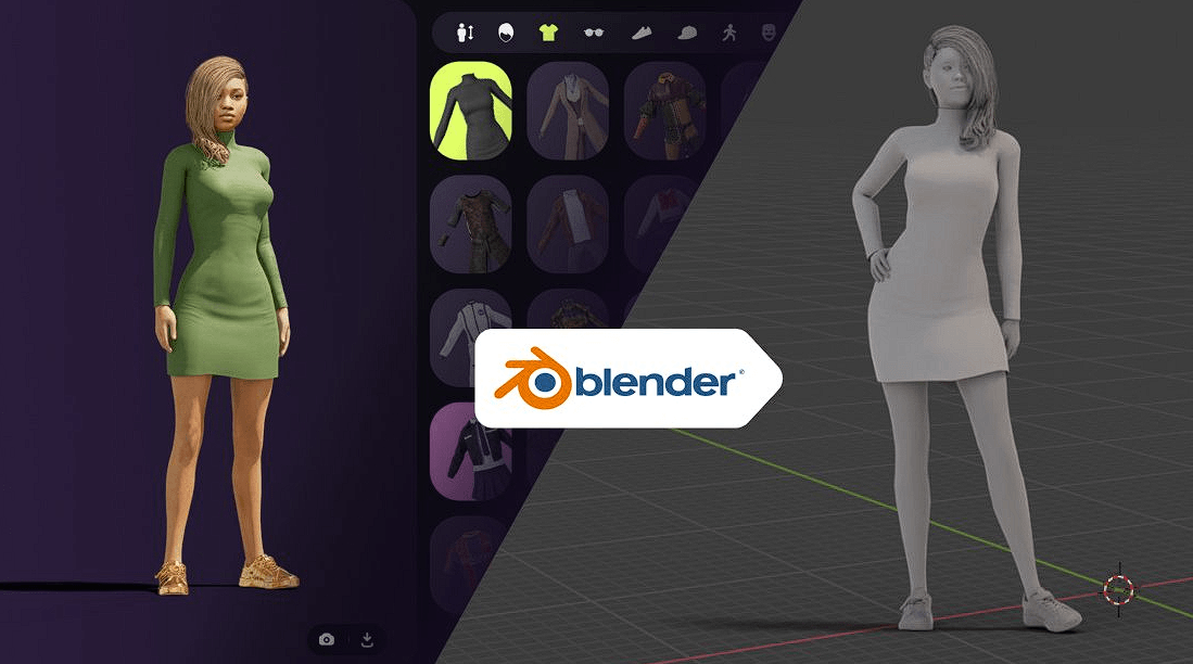 Avaturn export workflow showing avatars moving into different 3D applications and platforms