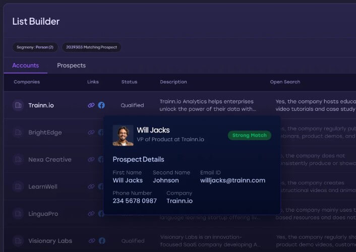 Klenty list builder for prospecting and sales cadences