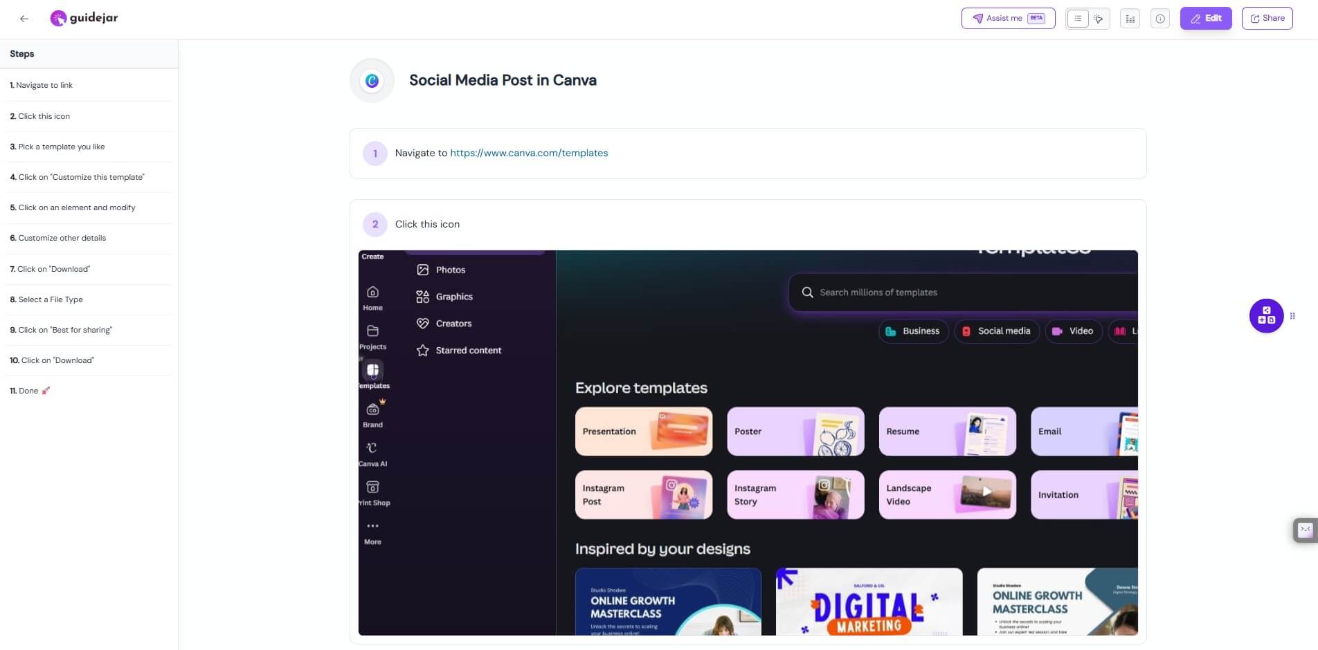 Guidejar sample guide