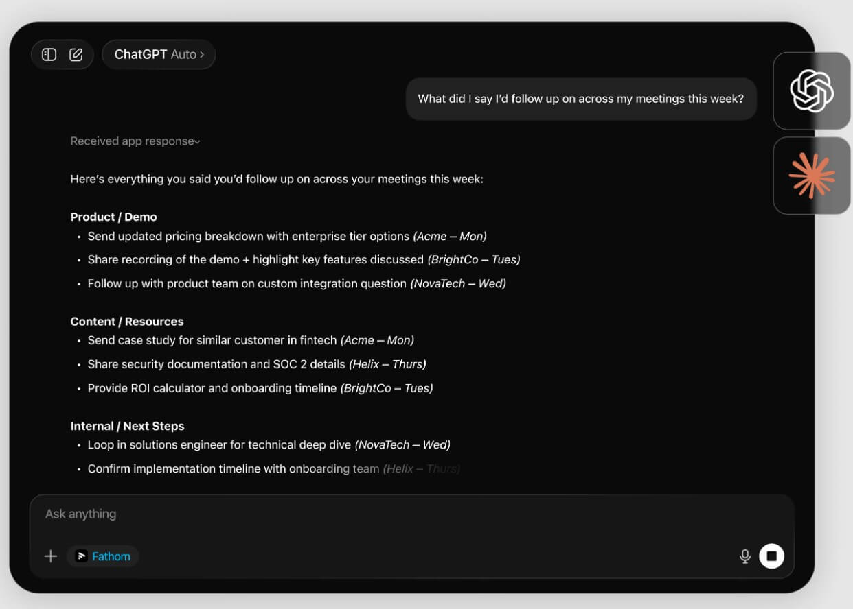 Fathom ChatGPT and Claude workflow