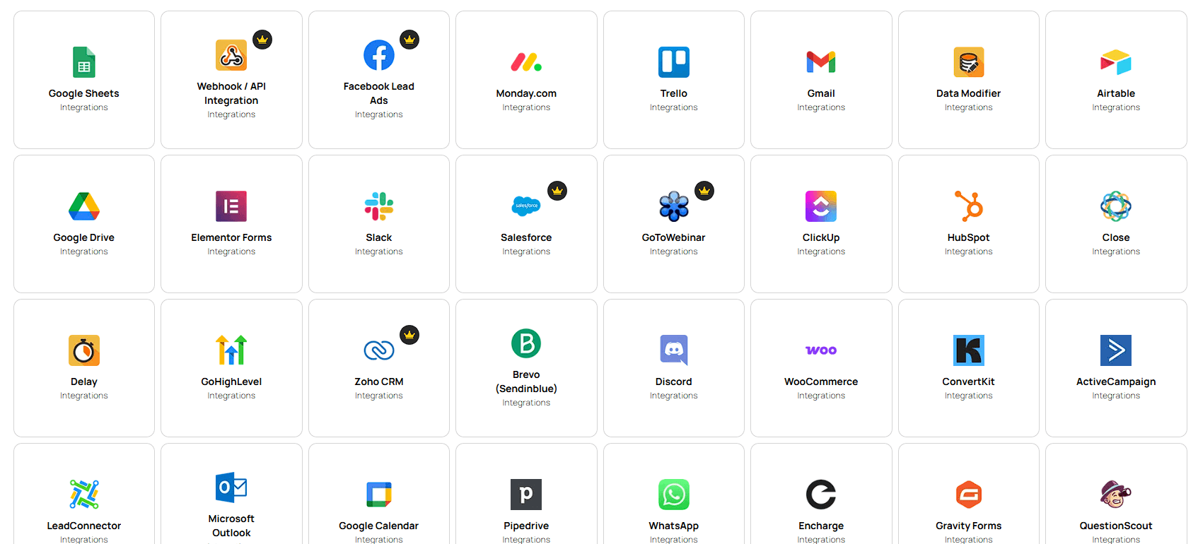 Integrately no-code automation interface