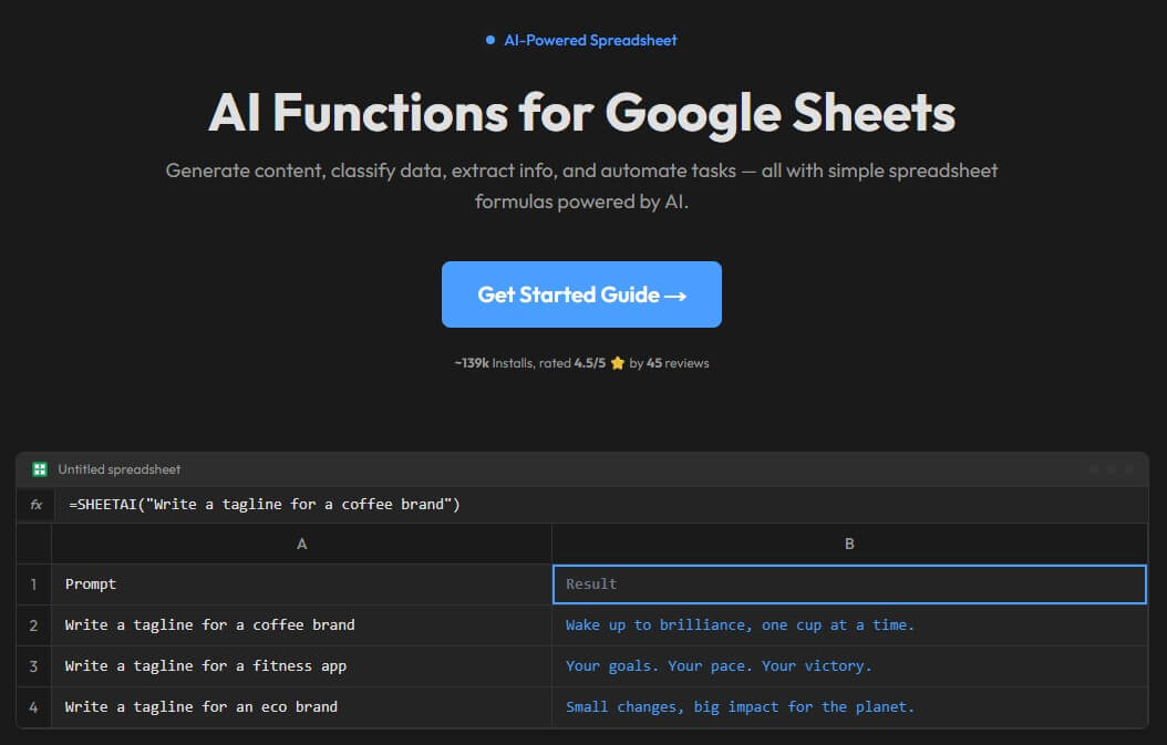Sheet AI Homepage