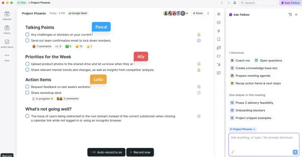 Fellow pre-meeting workflow