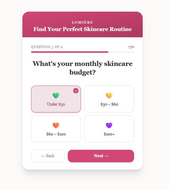 Embeddable.co ecommerce product finder sample output D