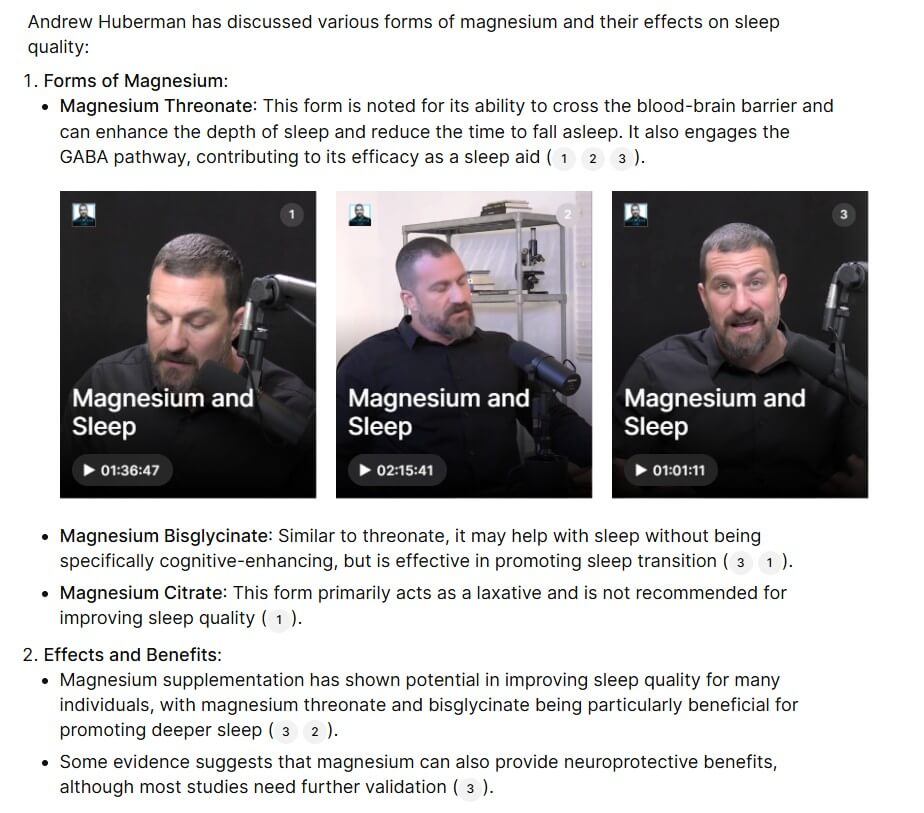 Huberman AI magnesium for sleep answer