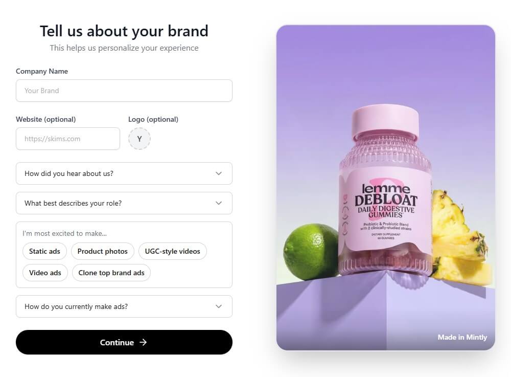 Mintly sample brand information