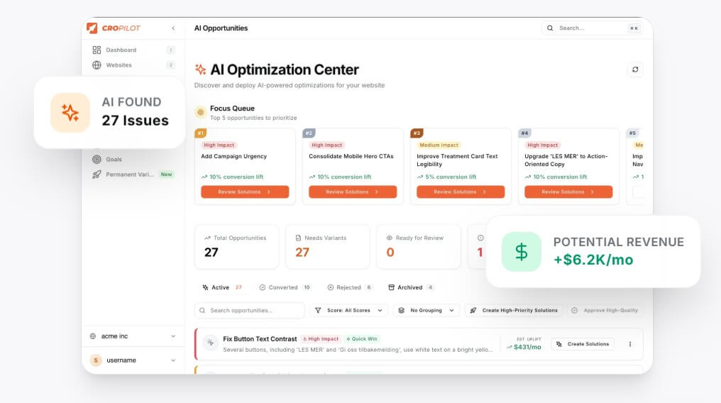 CroPilot AI conversion rate optimization platform