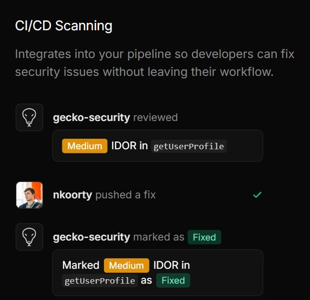 Gecko Security CI/CD scanning