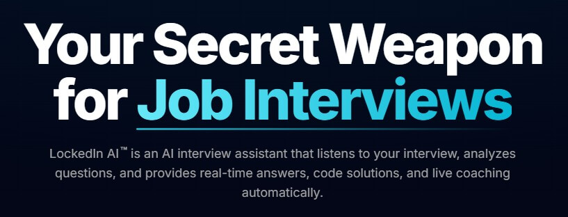 LockedIn AI homepage headline for job interview assistance