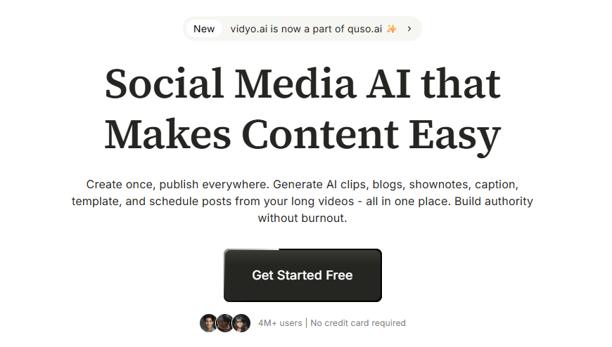 Quso AI homepage hero section