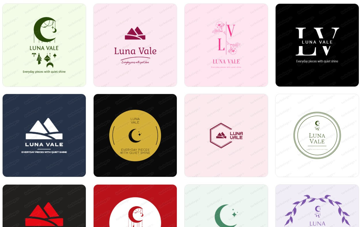 Turbologo jewelry brand logo sample results