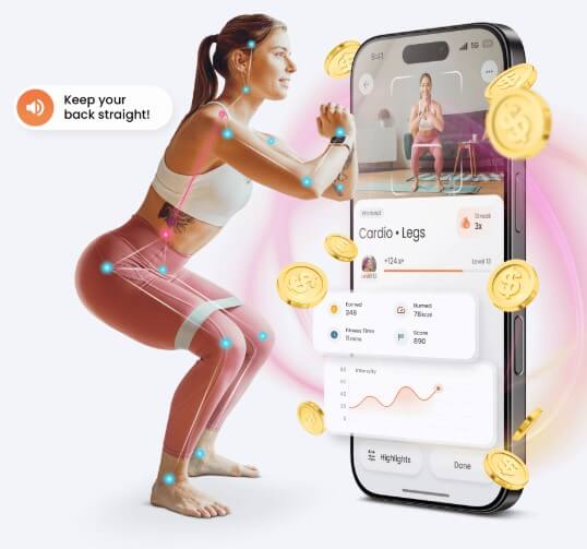 Impakt AI workout tracking with phone preview and squat guidance