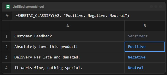 Sheet AI Classify