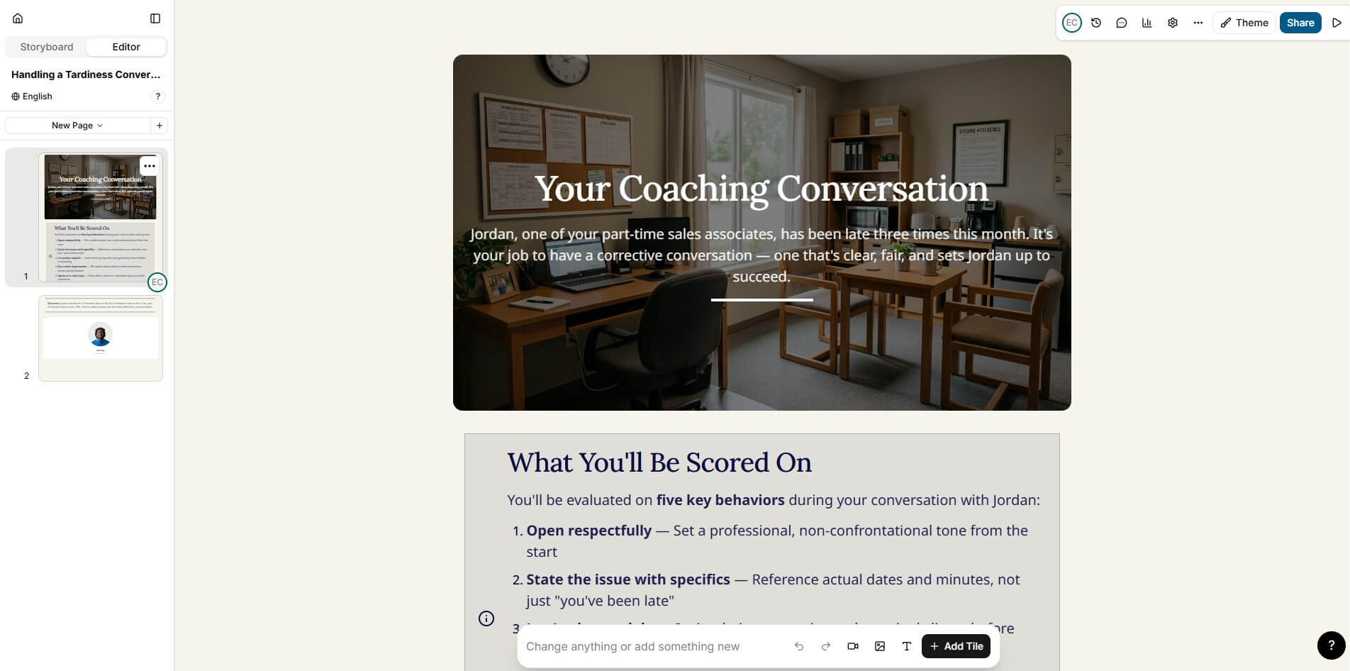 Mindsmith conversation practice sample