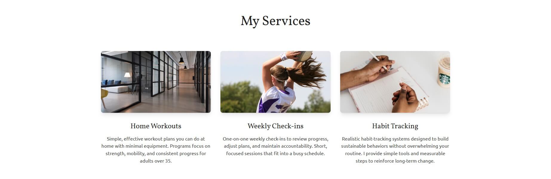 Kvitly Online Fitness Coach website sample part 2