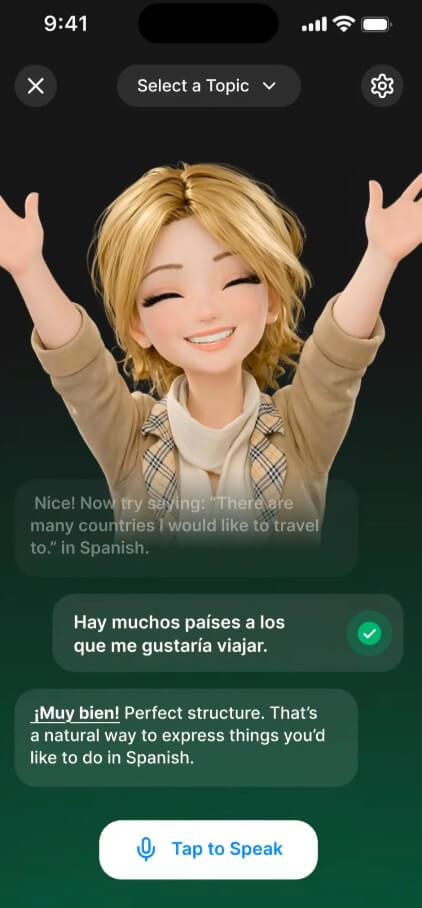 LangoTalk AI tutor conversation interface