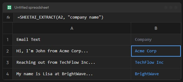 Sheet AI Extract Data