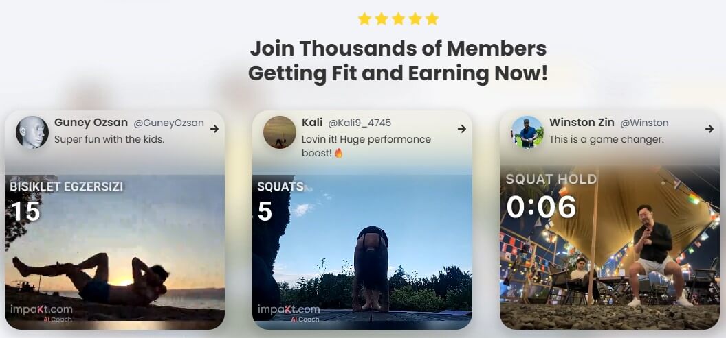 Impakt community workout highlight cards