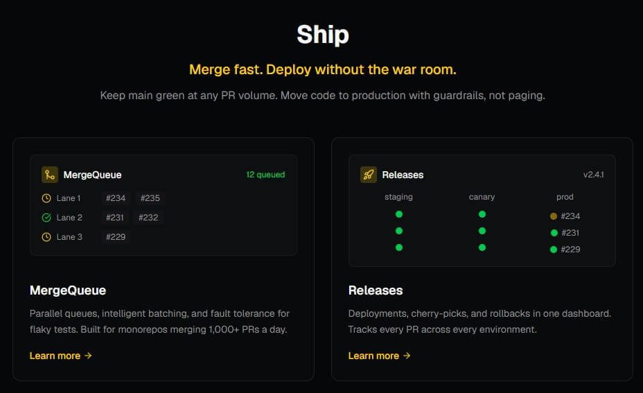 Aviator ship workflow