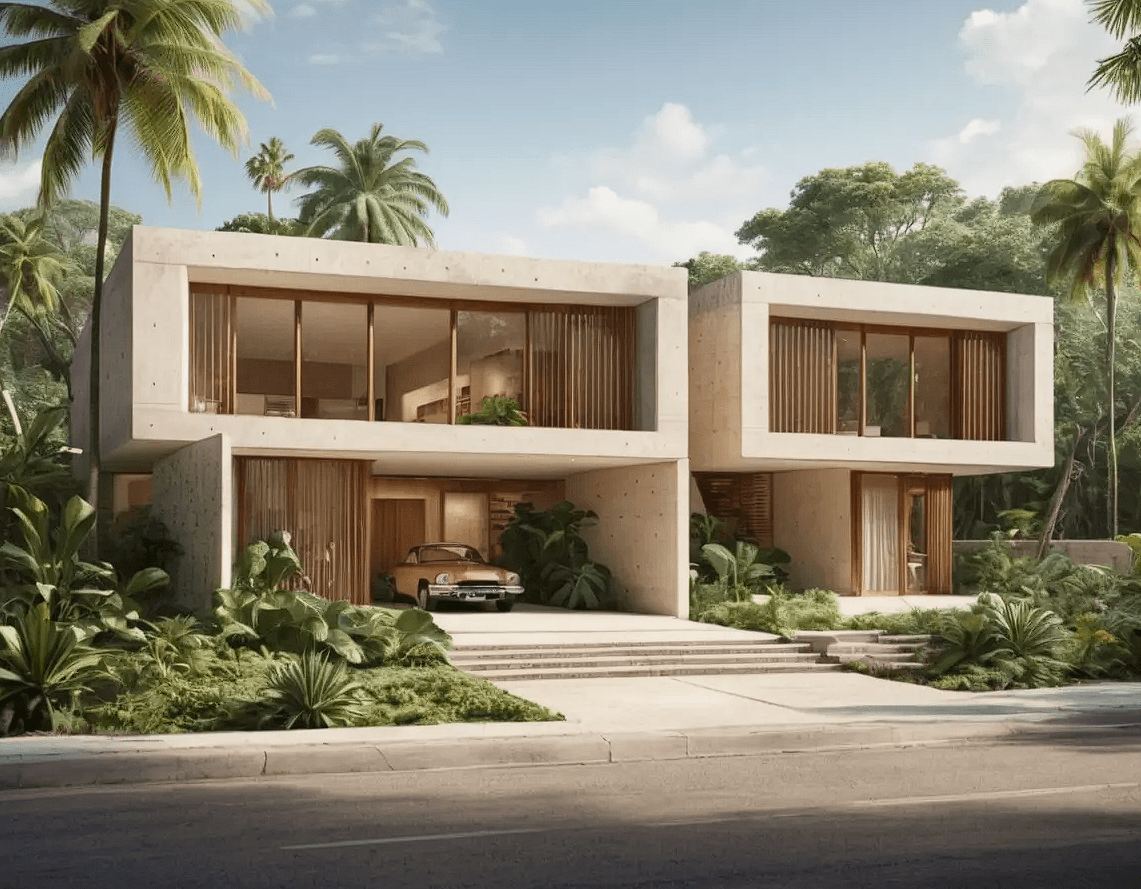 Neolocus architectural visualization showing an AI-rendered building design