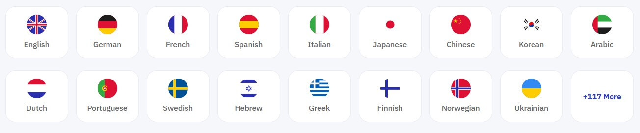 Talkpal language selection grid