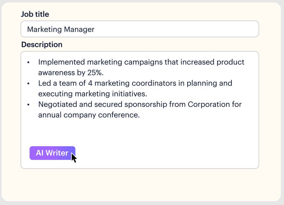 Kickresume AI writer