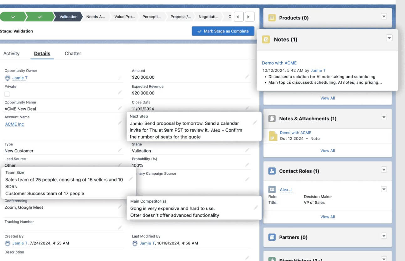 Avoma CRM data entry