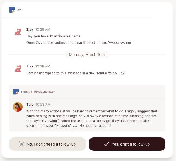 Zivy automatic follow-up