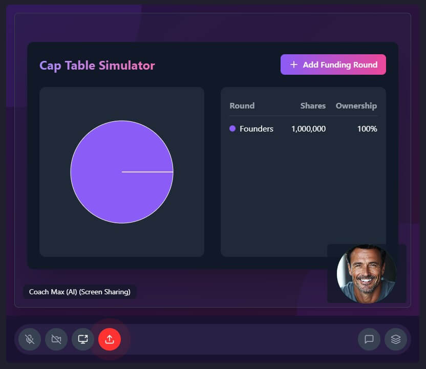 Mentara cap table simulation workflow