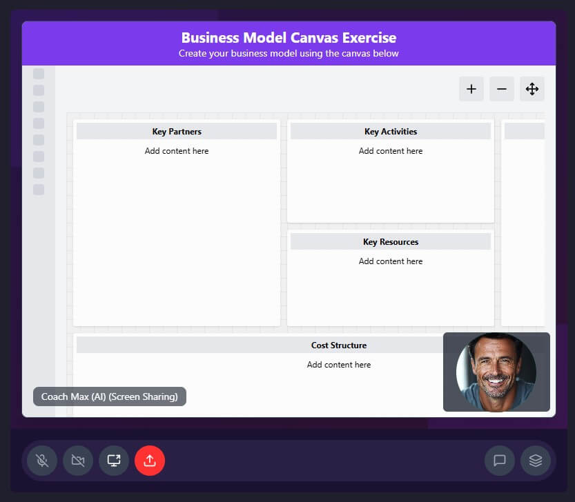 Mentara business model canvas coaching workflow