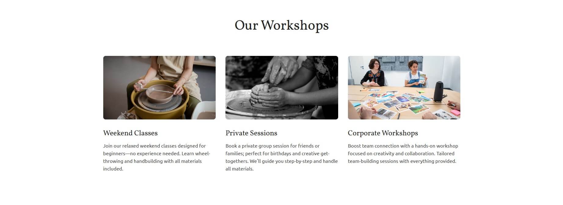 Kvitly Creative Workshop website sample part 2