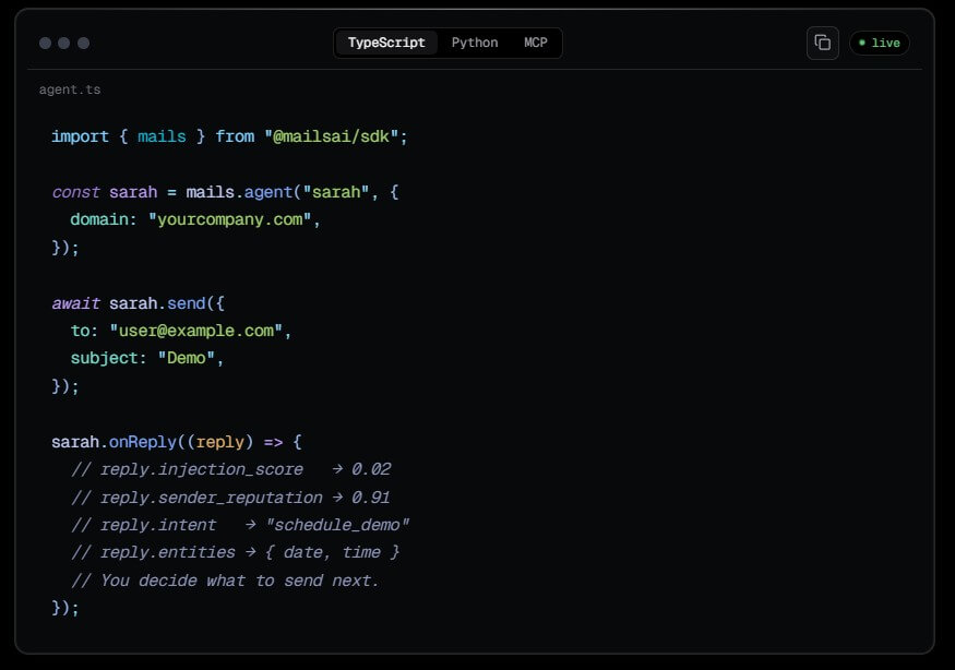 Mails.ai TypeScript function integration